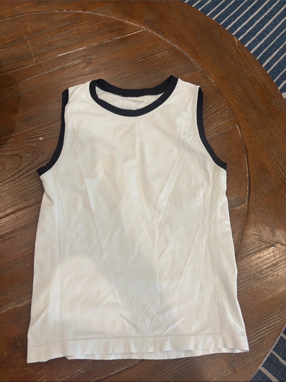 Athleta White Tank with Black Contrast Trim